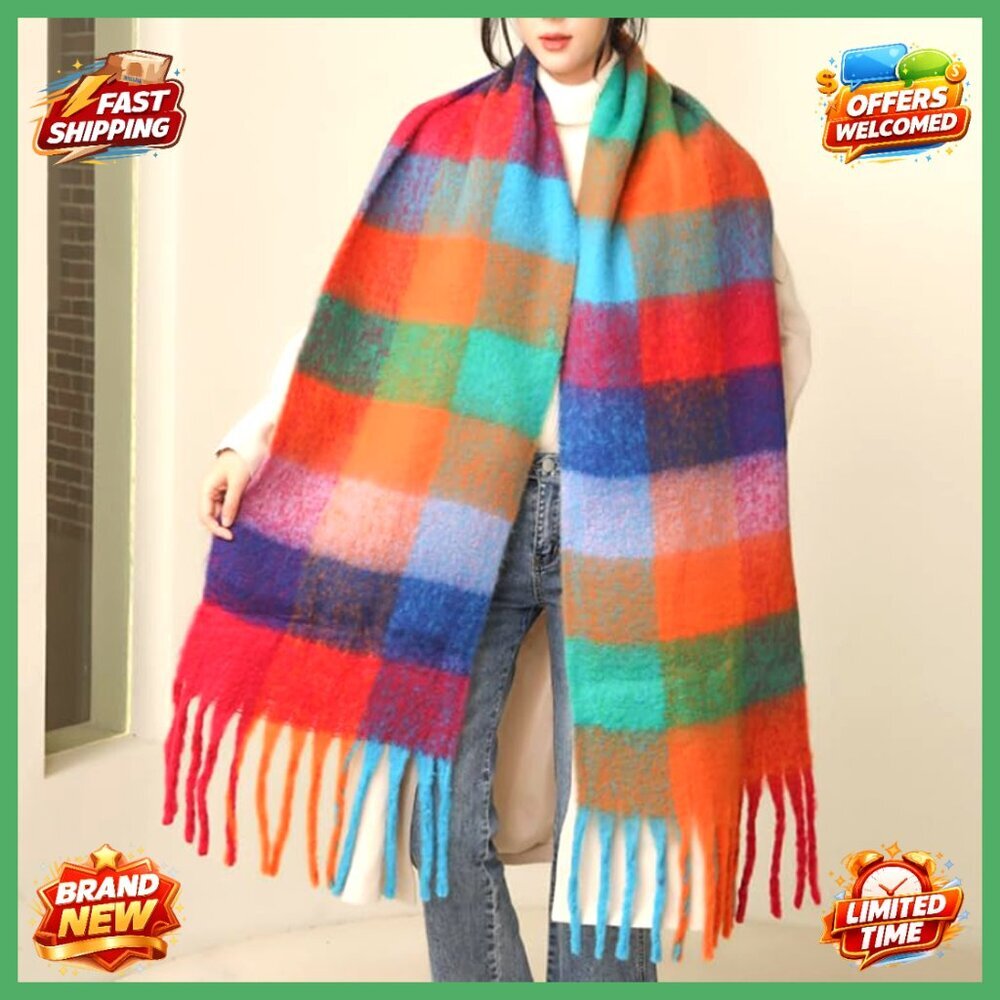 Chunky Knit Oversized Scarf Shawl 100% Acrylic Warm Winter Accessory - Picture 3 of 7